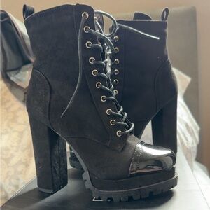 Black Lace-Up Ankle Boots